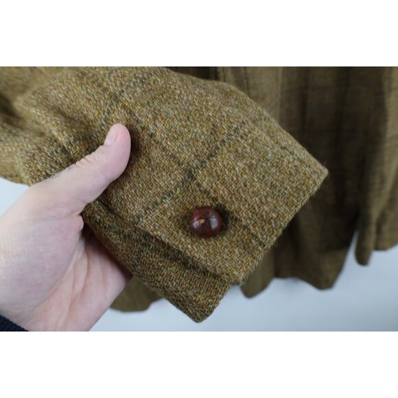Vintage 70s Streetwear Mens 42L Wool Tweed Suit Coat Blazer Jacket Beige Plaid - Picture 8 of 16